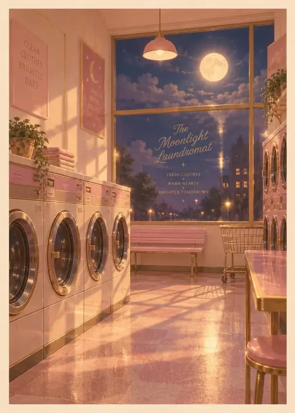 月光洗衣店 封面海报，爱情电影，2025 年上映（李采潭电影）